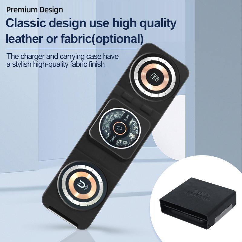 Magnetic Wireless Charger 3 in 1 Travel Charging Station for Apple Devices for iPhone 15 14 13 12 Pro Max Plus. Foldable Charging Pad for Apple Watch Series and Airpods 3 2 Pro