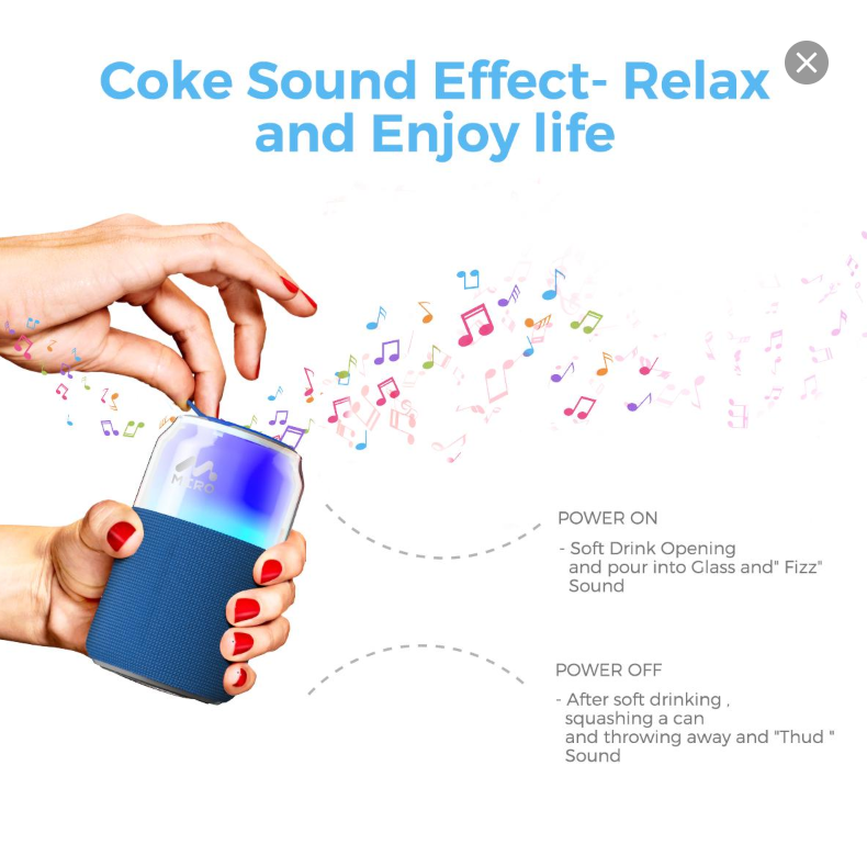 Miro P1 360° Surround Stereo Speaker, TWS Wireless Dual Channel Audio, Smart LED Ambient Lighting, Classic Soda Bubble Sound Effect, Bluetooth 5.4 Connectivity, 10m Range, 1800mAh Battery, 10 Hours Playtime