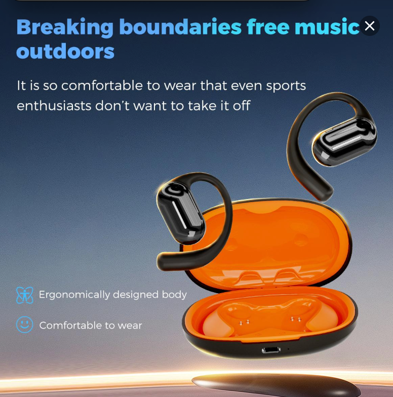 Foxx Miro OWS Bluetooth Earbuds, AC7003 Chip, Bluetooth 5.3, IPX4 Waterproof, 14.2mm Speaker, 400mAh Battery, 4H Play & Talk Time, USB Type-C Charging, 10m Wireless Range, 10g Lightweight, Fast Charging, A2DP, AVRCP, HSP, HFP Supported