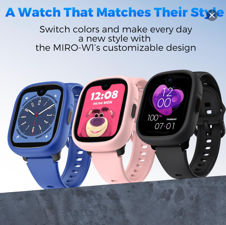 Miro Kids 4G Cellular Watch GPS Tracking as Smartphone Use - Waterproof, In-class Mode, Supports 4 Modes, MIRO-W1 Model - SIM Card