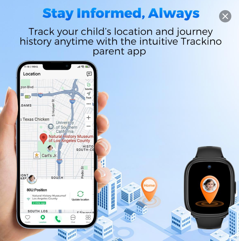 Miro Kids 4G Cellular Watch GPS Tracking as Smartphone Use - Waterproof, In-class Mode, Supports 4 Modes, MIRO-W1 Model - SIM Card