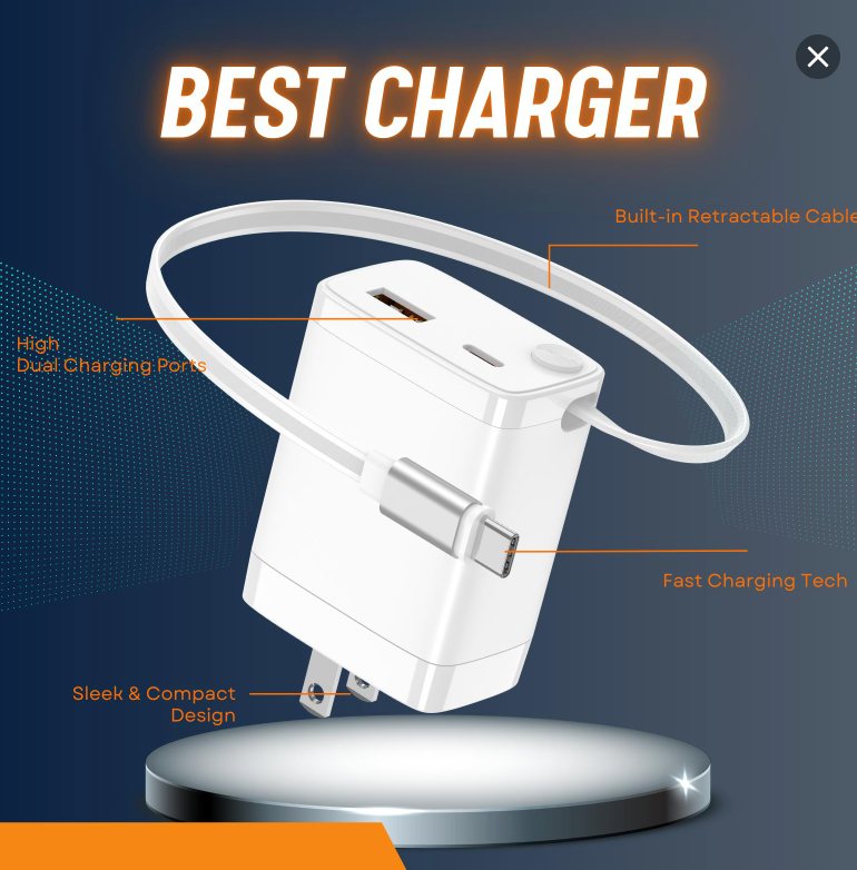 Miro Built-in Retractable GaN Charger 30W Portable All-In-One