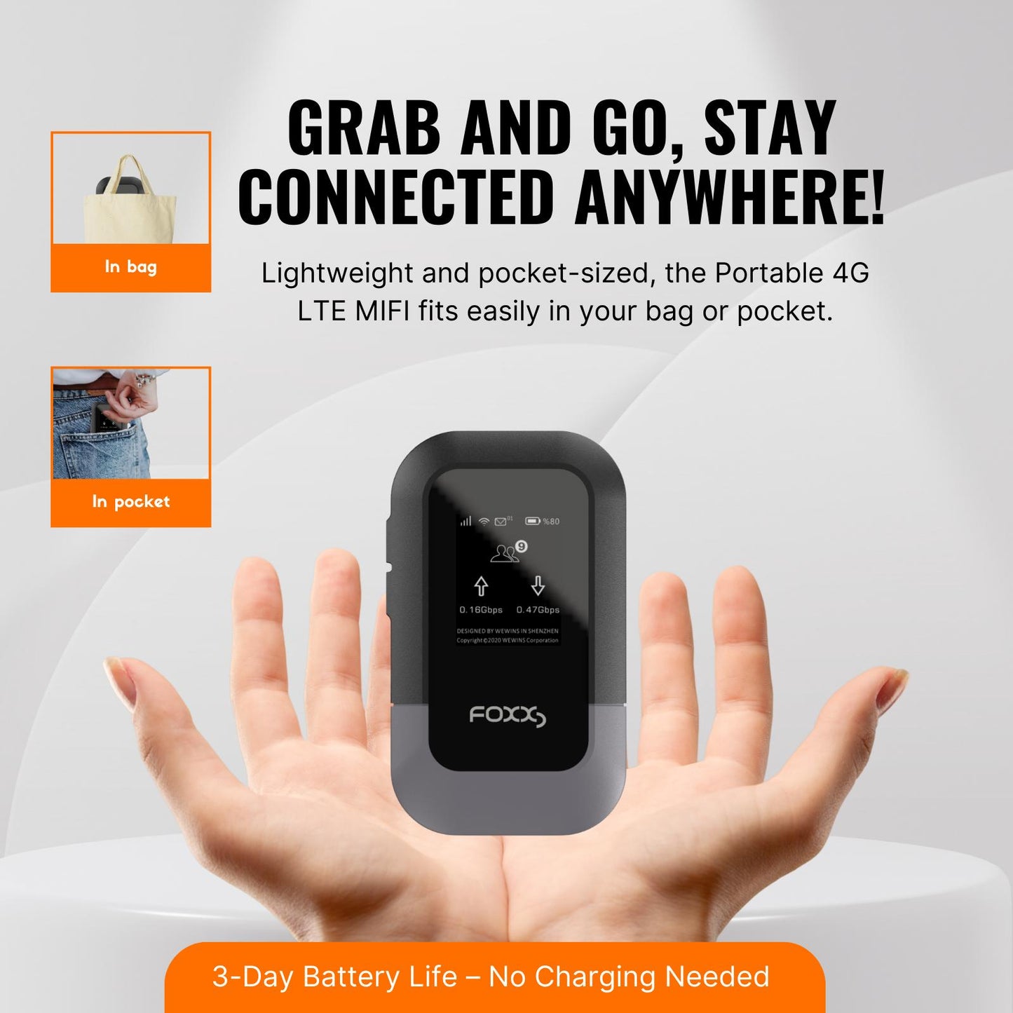 Portable 4G LTE MIFI - Compact Design for Easy Transport, Ideal for Outdoor Use