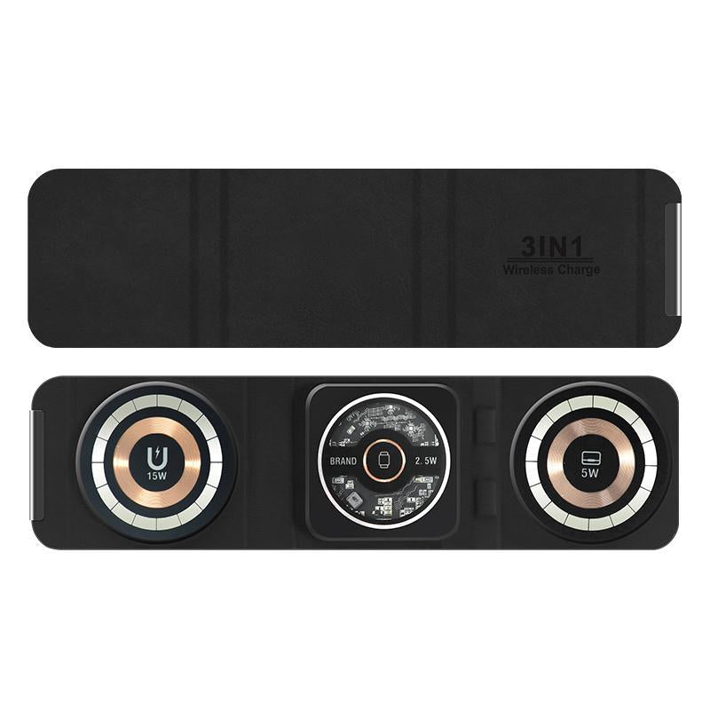 Magnetic Wireless Charger 3 in 1 Travel Charging Station for Apple Devices for iPhone 15 14 13 12 Pro Max Plus. Foldable Charging Pad for Apple Watch Series and Airpods 3 2 Pro