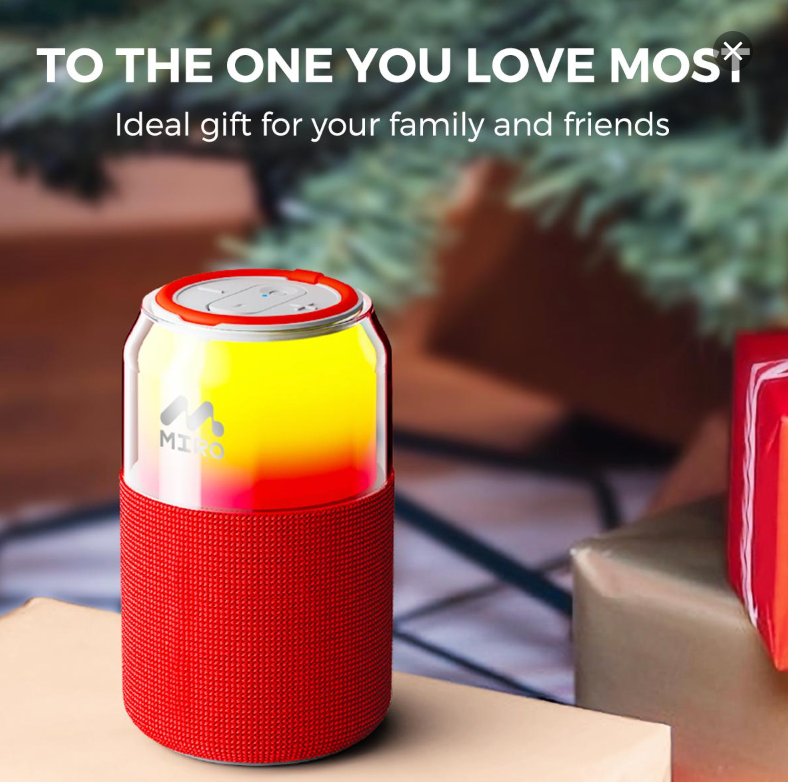 Miro P1 360° Surround Stereo Speaker, TWS Wireless Dual Channel Audio, Smart LED Ambient Lighting, Classic Soda Bubble Sound Effect, Bluetooth 5.4 Connectivity, 10m Range, 1800mAh Battery, 10 Hours Playtime