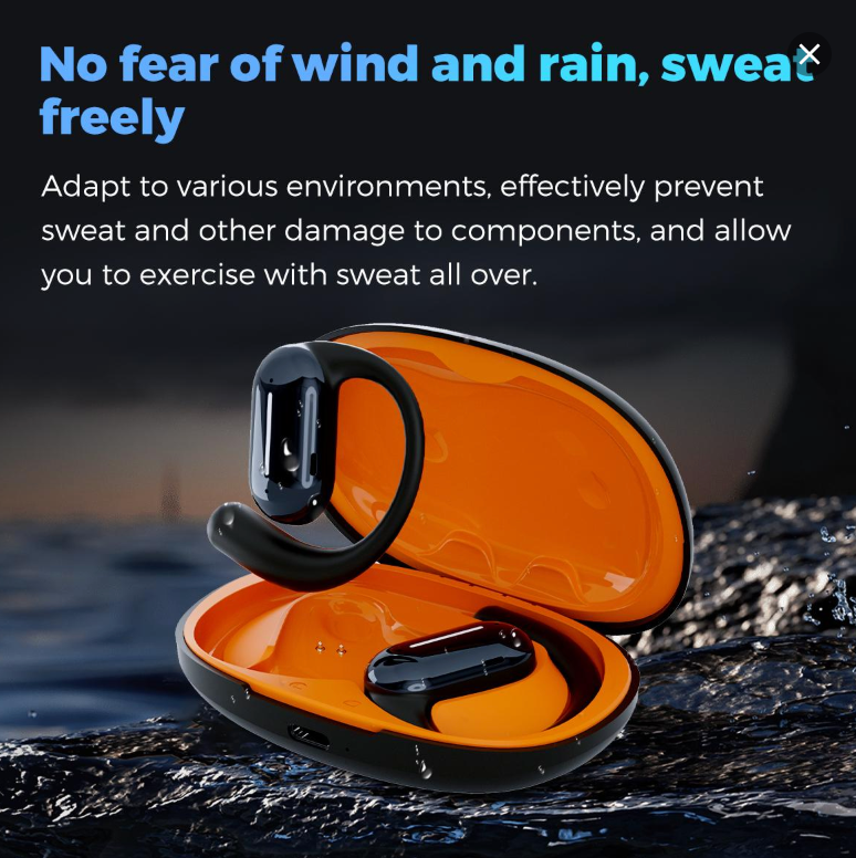 Foxx Miro OWS Bluetooth Earbuds, AC7003 Chip, Bluetooth 5.3, IPX4 Waterproof, 14.2mm Speaker, 400mAh Battery, 4H Play & Talk Time, USB Type-C Charging, 10m Wireless Range, 10g Lightweight, Fast Charging, A2DP, AVRCP, HSP, HFP Supported