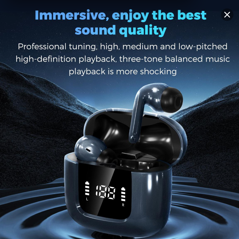 FOXX MIRO TWS Wireless Earbuds with Jerry 7016G8 Chip, Bluetooth 5.4, 10mm Speaker Drivers, IPX4 Water Resistance, 4 Hours Playtime, USB Type-C Charging, and 10m Wireless Range