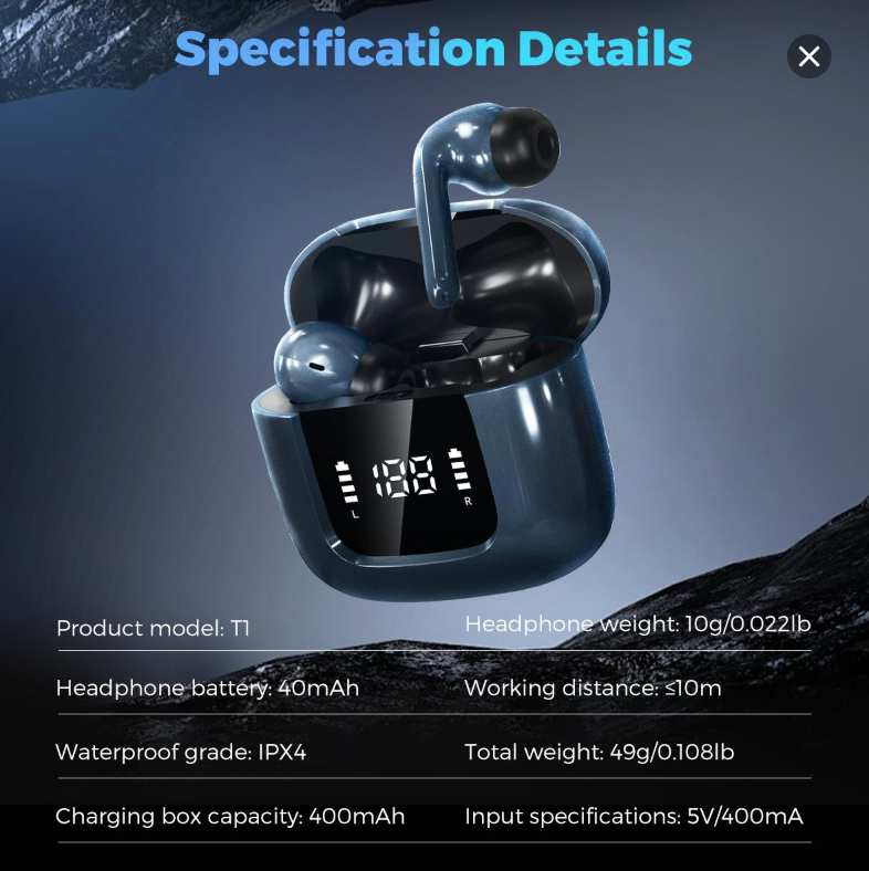 FOXX MIRO TWS Wireless Earbuds with Jerry 7016G8 Chip, Bluetooth 5.4, 10mm Speaker Drivers, IPX4 Water Resistance, 4 Hours Playtime, USB Type-C Charging, and 10m Wireless Range