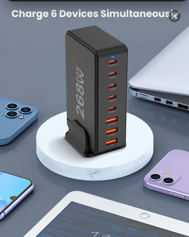 268W Multi-Functional Power Outlet: Smart Surge Protector, Multiple Ports with USB Charging, Compact and Versatile Electrical Socket for Home and Office Use