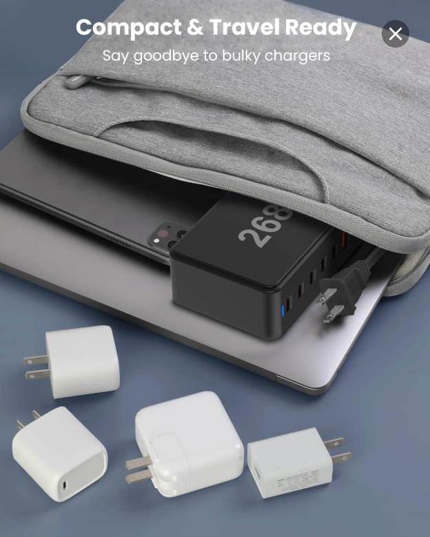 268W Multi-Functional Power Outlet: Smart Surge Protector, Multiple Ports with USB Charging, Compact and Versatile Electrical Socket for Home and Office Use