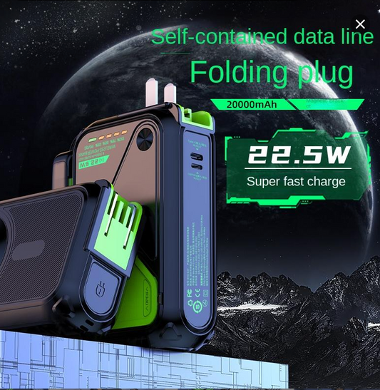 5-in-1 Smart Power Bank with 15W Wireless Fast Charging, 22.5W Quick Charge, and 20,000mAh Capacity