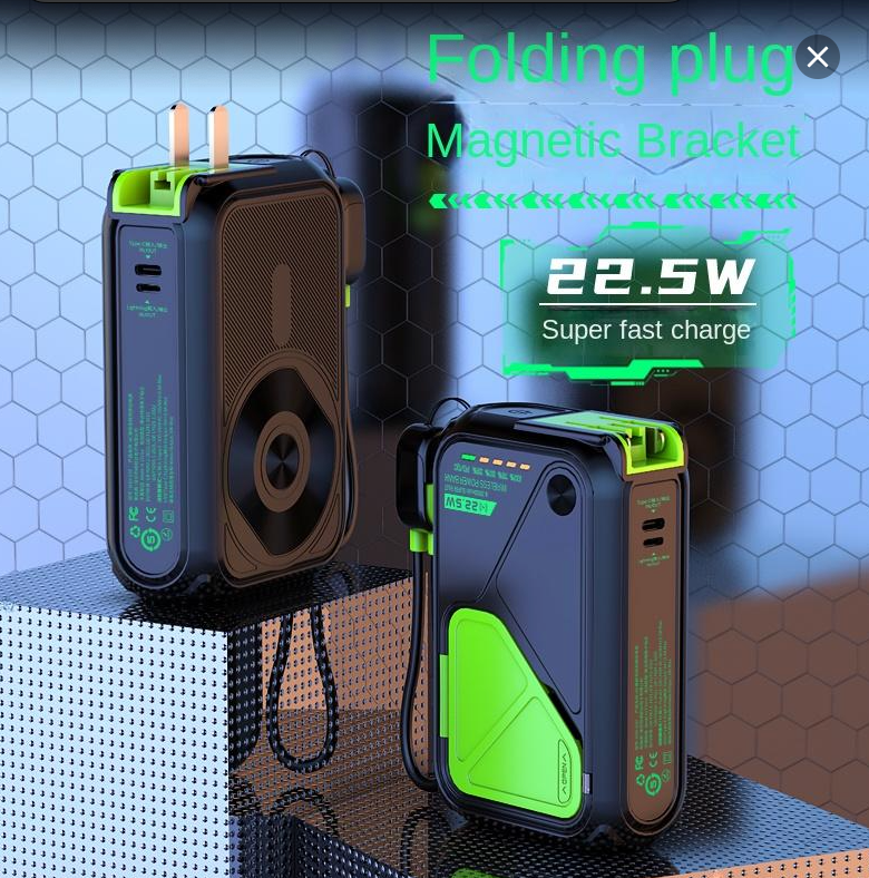5-in-1 Smart Power Bank with 15W Wireless Fast Charging, 22.5W Quick Charge, and 20,000mAh Capacity