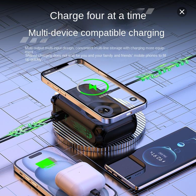 5-in-1 Smart Power Bank with 15W Wireless Fast Charging, 22.5W Quick Charge, and 20,000mAh Capacity