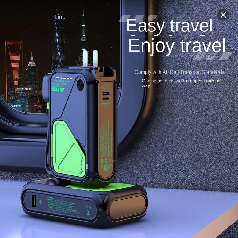 5-in-1 Smart Power Bank with 15W Wireless Fast Charging, 22.5W Quick Charge, and 20,000mAh Capacity