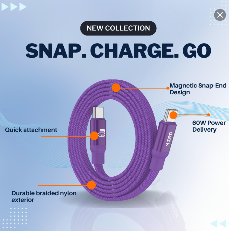 Magloop SnapCharge 60W, NoTangle, PocketCable, Neat