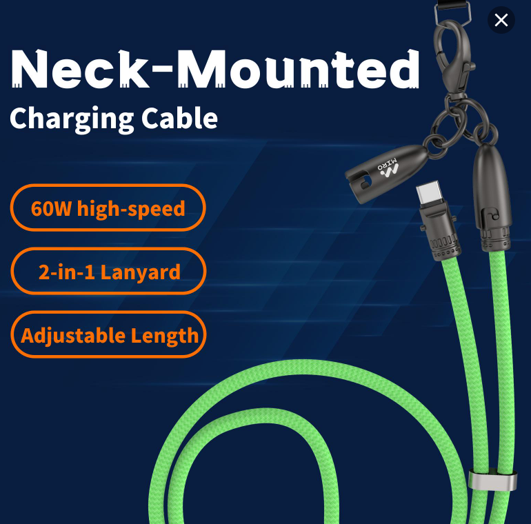 Neck-Mounted Charging Cable