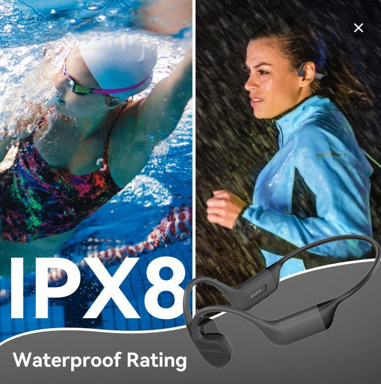Super soft and comfortable all silicone bone conduction headphones, IPX8 waterproof, 32GB large capacity music storage.
