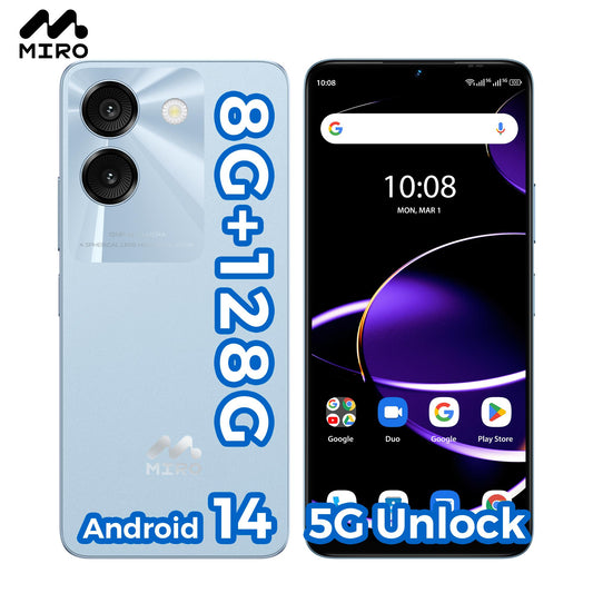 MIRO S67  Phone 5G & Mobile Plan Unlocked Android with 0.3MP Depth AI Double Camera, 8GB + 128GB Memory, 4900mAh/10W Charging - Bluetooth