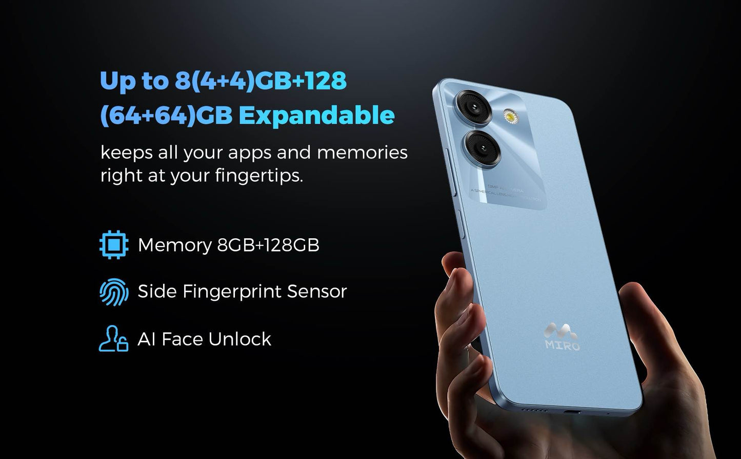 Miro 5G Unlocked Android Smartphone S67 ,6.75" Water Drop HD+, 90Hz,Memory 8GB+128GB,13MP AI Double Camera 0.3MP Depth,,4900mAh/10W Charging
