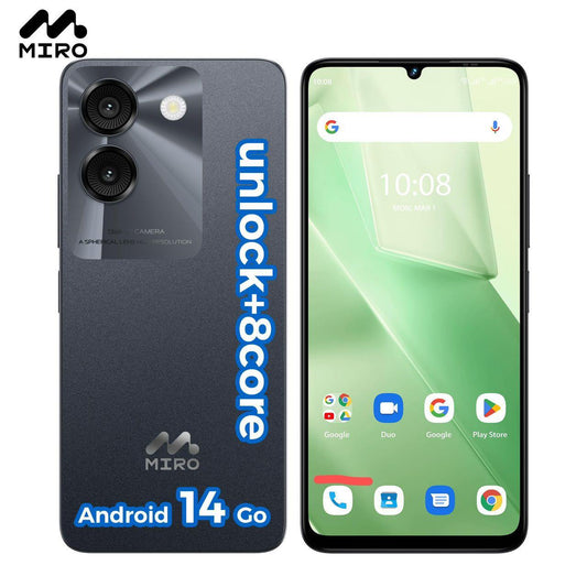 Miro phone A67 & Data Plan Unlock 8Core Android 14GO 6.75''HD Large Screen Smartphone with Expandable Storage 1TB